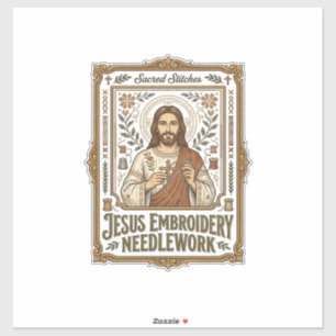 Sticker Broderie Jésus Travail à l'aiguille Jésus Broderie