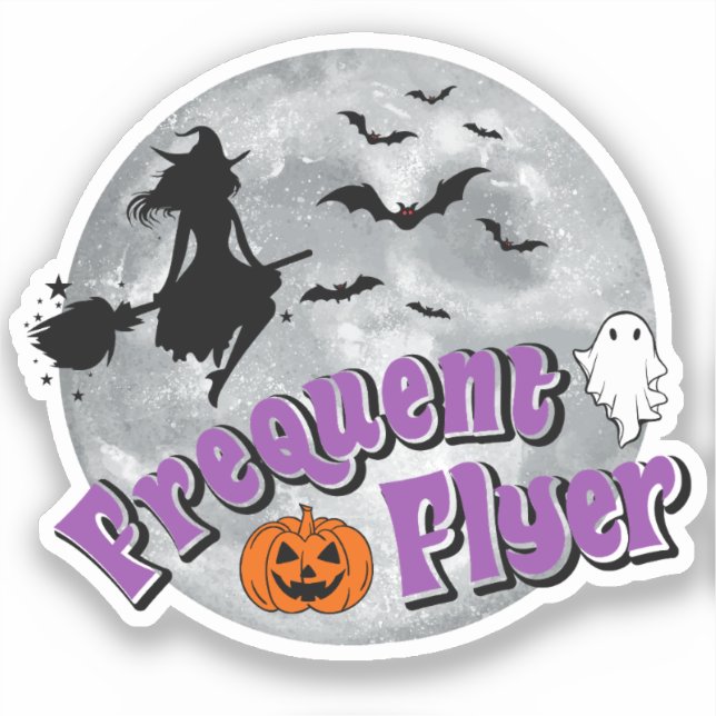 Sticker Broomstick pour sorcière Halloween Circulaire fréq (Recto)