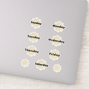 Sticker Brossé Golden Mandalas Jours de la semaine Bold Po