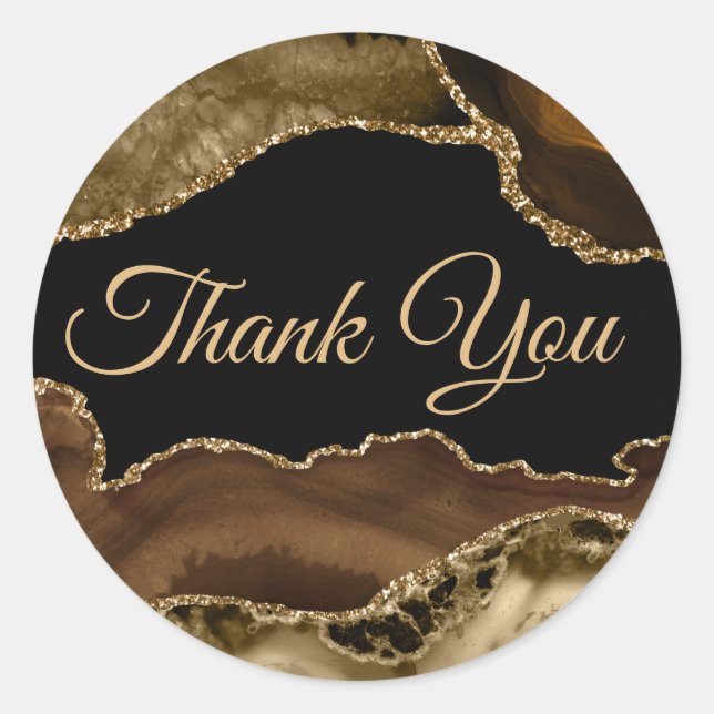 Sticker Brown Agate Merci Classic Round (Devant)
