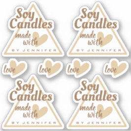 Sticker Brown et blanc Fabriqué avec amour Coeur Bougies b