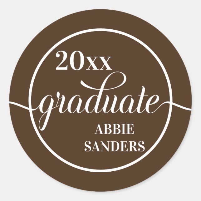 Sticker Brown et blanc pour diplômés et année (Devant)