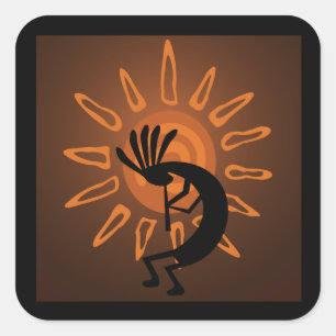 Sticker Brown Kokopelli Sun Southwest Rustic