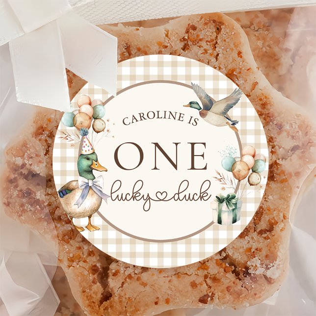 Sticker Brown One Lucky Duck Balloon 1er Anniversa (Créateur téléchargé)