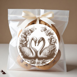 Sticker Brown Swan Wedding Favor Automne