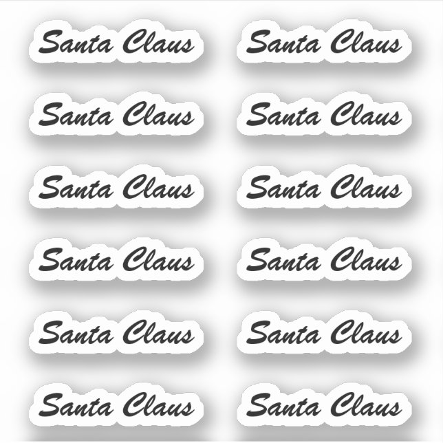 Sticker Brush Script Kiss-Cut Santa Claus Signature (Devant)
