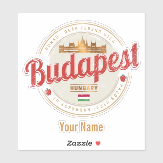 Sticker Budapest Design Hongrie Parlement Vintage (Feuille)