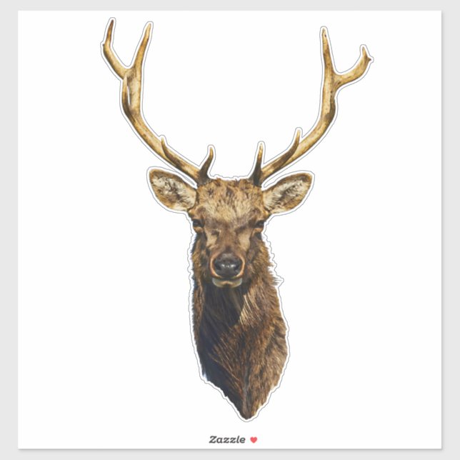 Sticker Bull Elk Head animal nature faune art (Feuille)