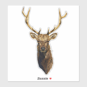 Sticker Bull Elk Head animal nature wildlife art   