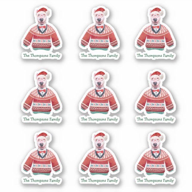 Sticker Bull Terrier Chien Famille Vilain Sweat de Noël (Devant)