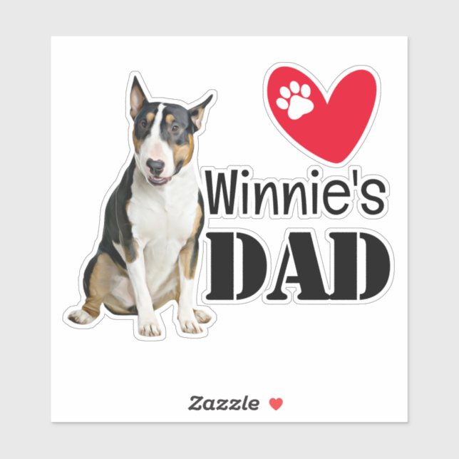 Sticker Bull Terrier Papa Personnalisé (Feuille)