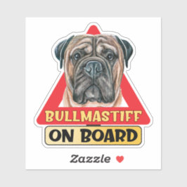 Sticker Bullmastiff à bord Voyage rouge chien anglais