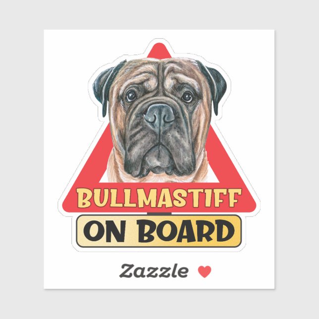 Sticker Bullmastiff à bord Voyage rouge chien anglais (Feuille)