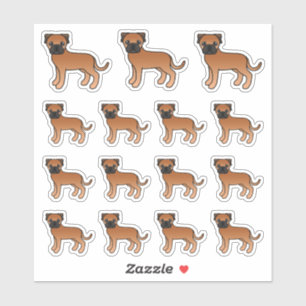 Sticker Bullmastiff Rouge Chiens de Dessin Animé Mignons