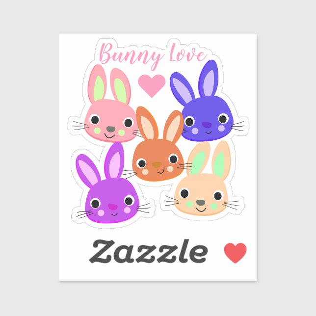 Sticker Bunnies colorés Pâques (Feuille)
