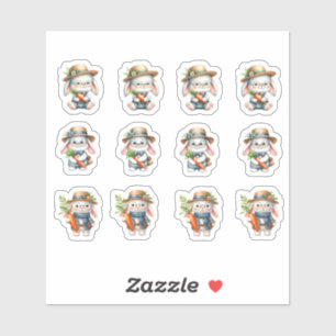 Sticker Bunnies de Pâques avec carottes et lunettes