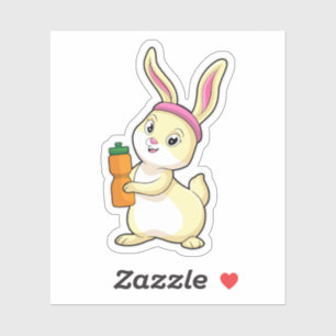 Sticker Bunny at fitness with Drinking bottle