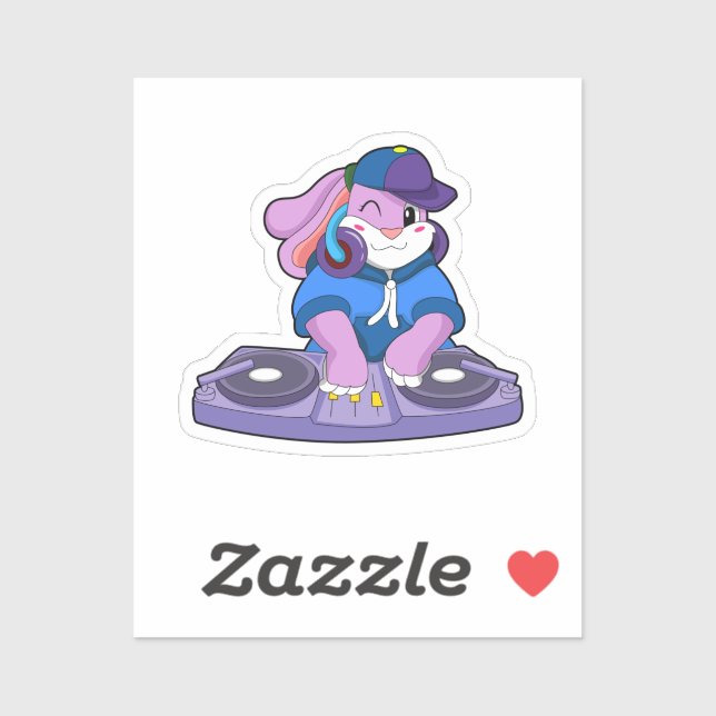 Sticker Bunny comme musicien avec mixeur (Feuille)