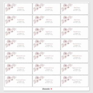Sticker Burgundy Floral Line Art Adresse d'invité