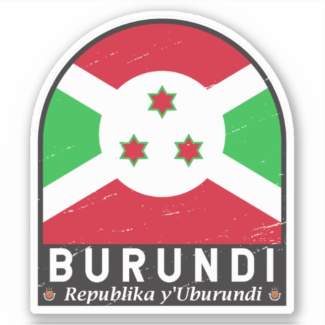 Sticker Burundi Distresse Vintage (Devant)