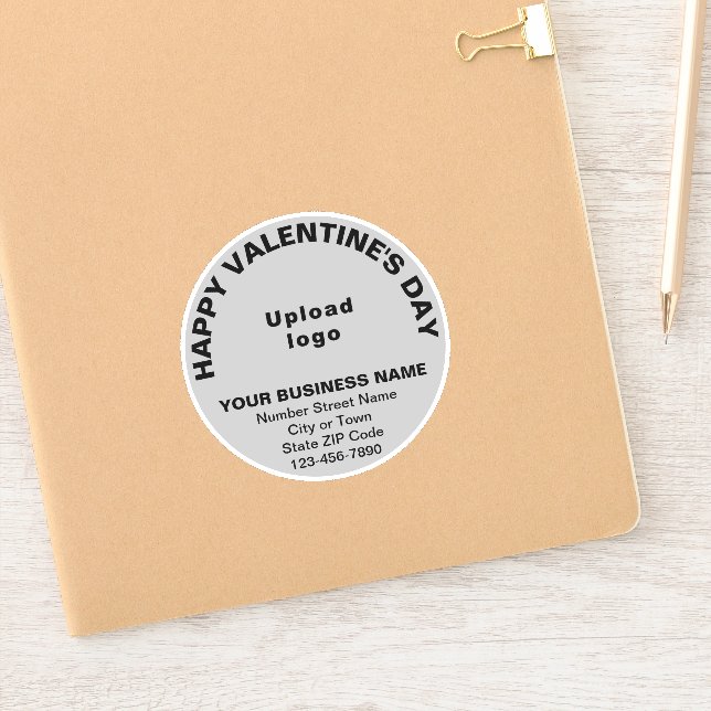 Sticker Business Valentine Salutation sur Grey Round Vinyl (Carnet)