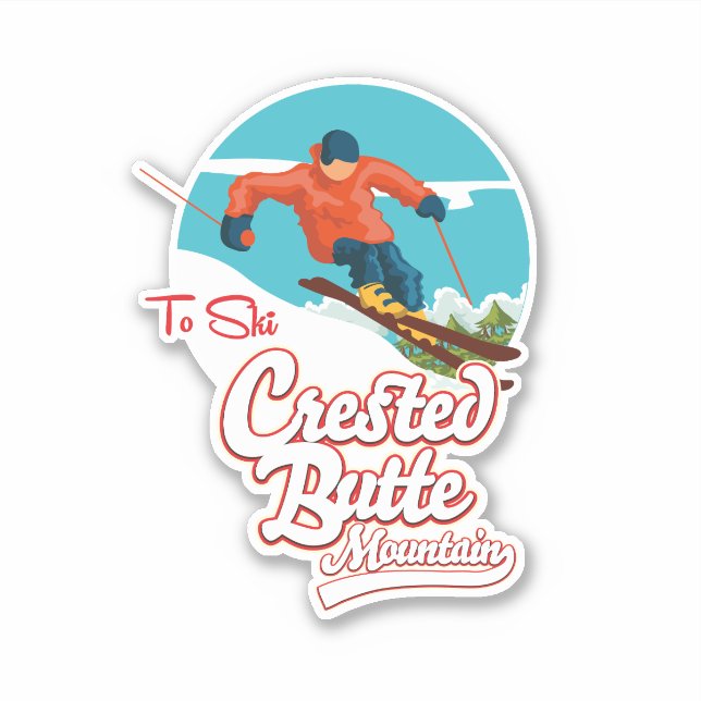 Sticker Butte au repos pour skier (Devant)
