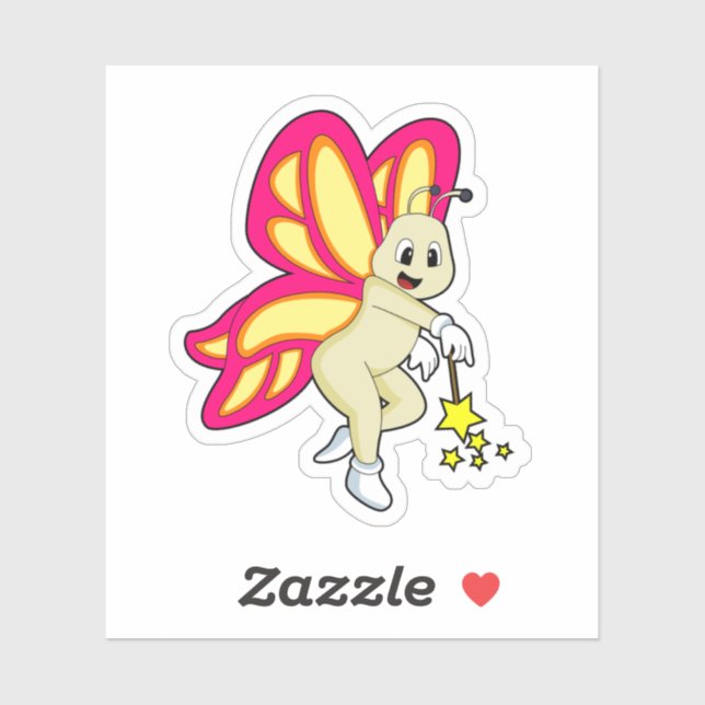 Sticker Butterfly as Wizard with Magic Mur (Feuille)