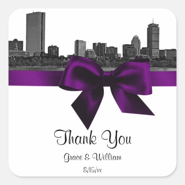 Sticker BW Purple Favple BW Etched Boston Skyline (Devant)