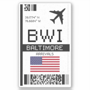 Sticker BWI Baltimore, Maryland Boarding Pass - Aéroport