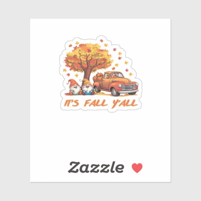 Sticker C’est automne Y’all Citrouille Gnome Autumn Tree C (Feuille)