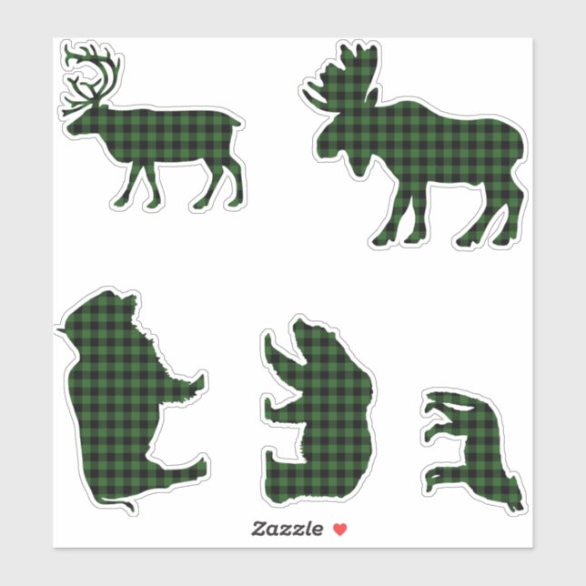 Sticker Cabine Buffalo Plaid Lumberjack Check Motif Vert (Feuille)