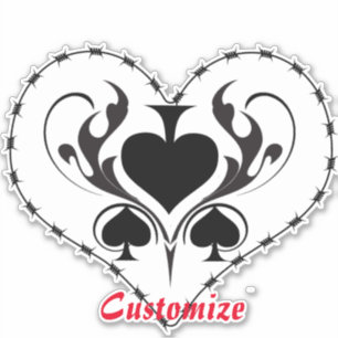Sticker Câble Barbelé Coeur Black Spades Thunder_Cove