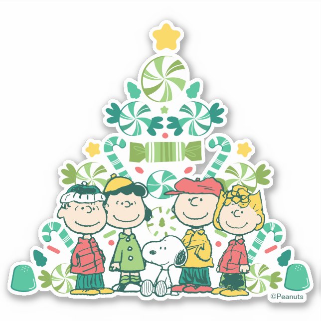Sticker cacahuètes | Arbre de Noël de menthe poivrée (Devant)
