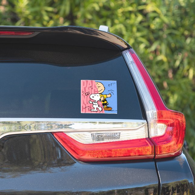 Sticker cacahuètes | Snoopy & Charlie Danse Brown mi-mi-mi (Côté voiture)