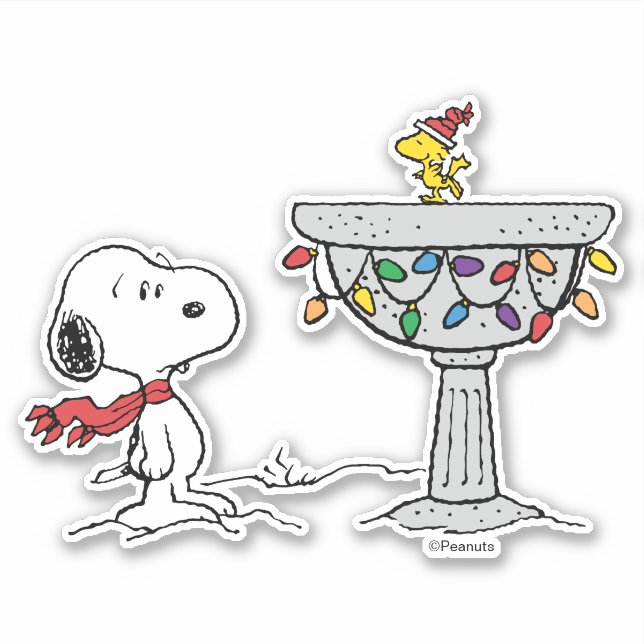 Sticker cacahuètes | Snoopy & Woodstock Froid Birdbath (Devant)