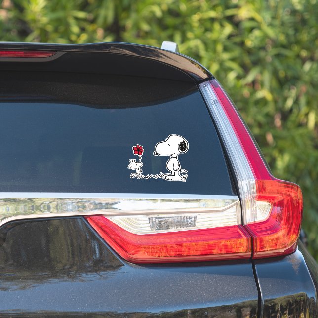 Sticker cacahuètes | Snoopy & Woodstock Rouge & Noir (Côté voiture)