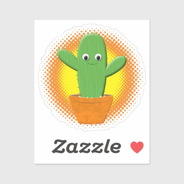 Sticker Cactus Cartoon Cute (Feuille)