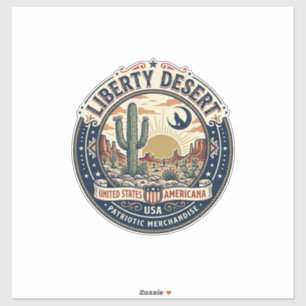 Sticker Cactus du désert de la liberté patriotique patriot