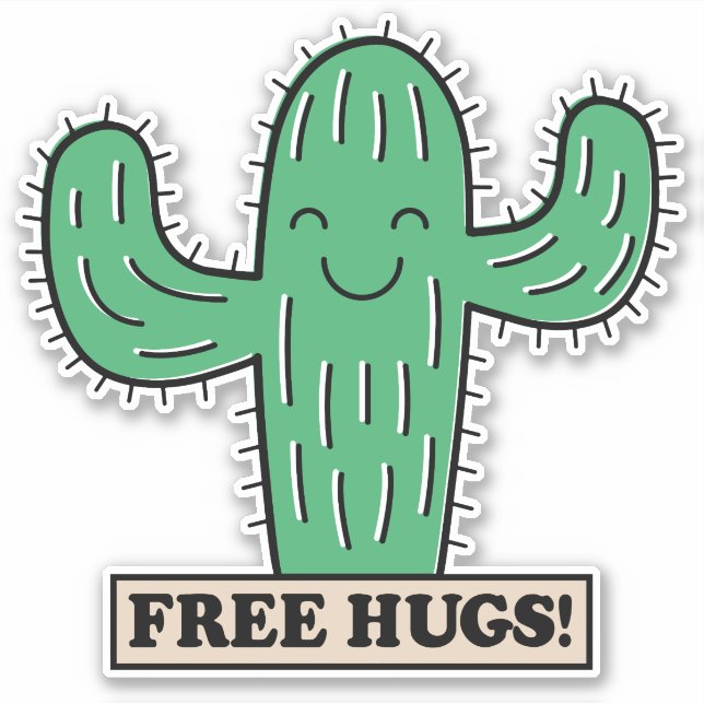 Sticker Cactus Hugs Gratuits (Devant)