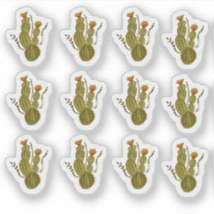 Sticker Cactus peint à la main plante verte élégante