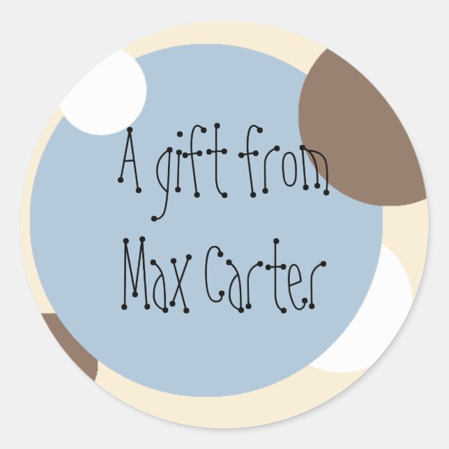 Sticker cadeau Cercles bleus et Brown (personnalis (Devant)