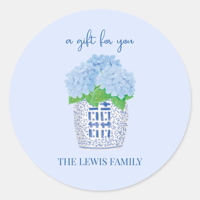 Sticker cadeau Chinoiserie Hydrangea (Devant)