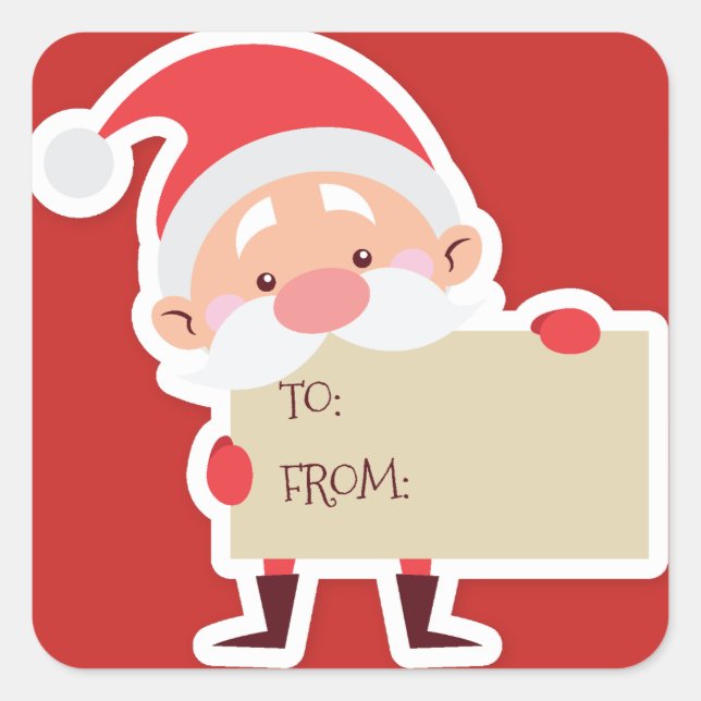 Sticker cadeau de Noël Cute Père Noël (Devant)