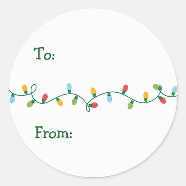 Sticker cadeau de Noël Lumières #HolidayZ (Devant)