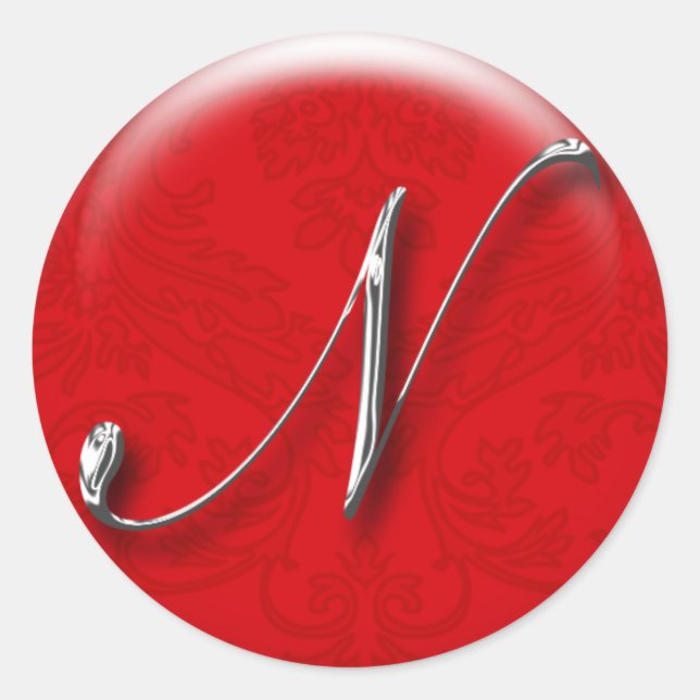 Sticker cadeau de Noël Monogramme rouge (Devant)