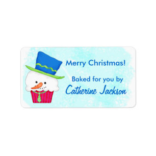 Sticker cadeau de Noël Snowman Cupcake