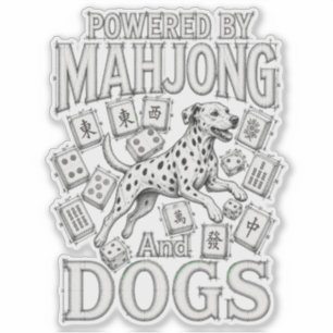 Sticker Cadeau pour les amateurs de Mahjong et de Dalmatie