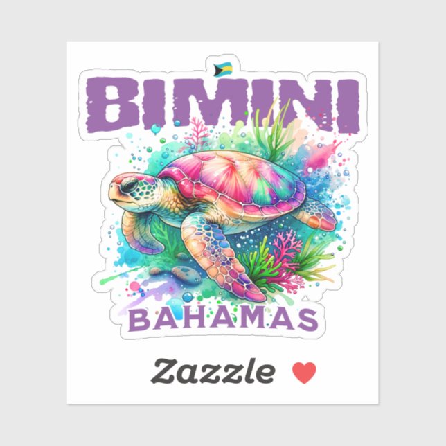 Sticker Cadeau souvenir Bahamas : Bimini Bahamas Sea Turtl (Feuille)