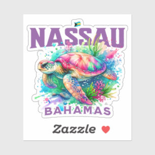 Sticker Cadeau souvenir Bahamas : Nassau Bahamas Sea Turtl