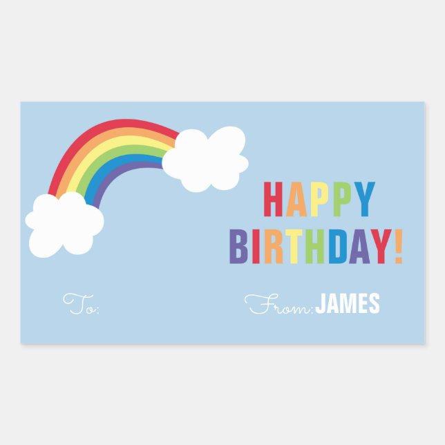 Sticker cadeau Whimsical Rainbow personnalisé (Devant)